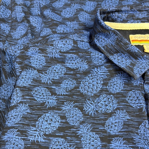 OP Blue Casual Short Sleeve Button Down Shirt - Picture 5 of 5